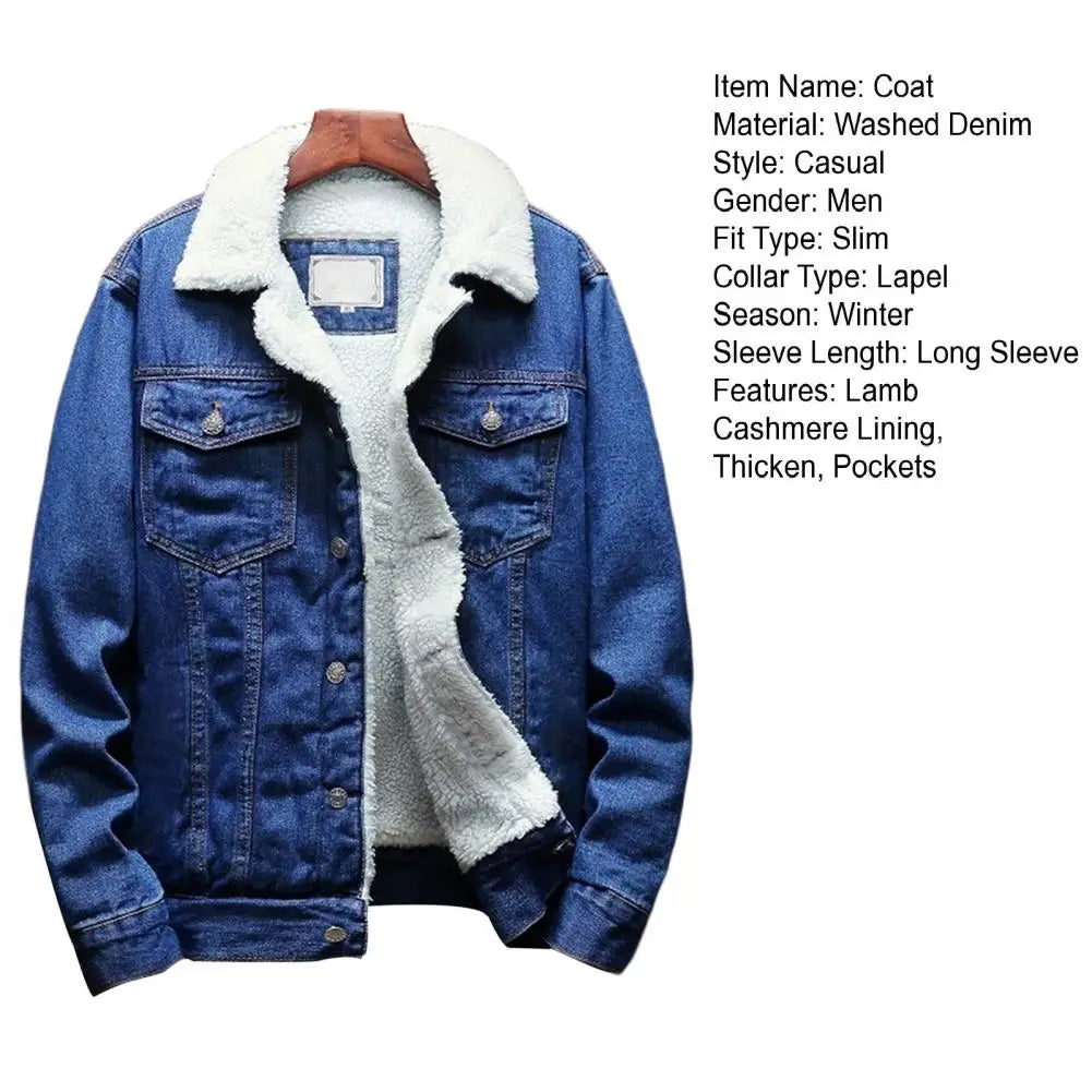 Alr™ Men's Denim Jacket with Lamb Cashmere Lining, Dark Blue