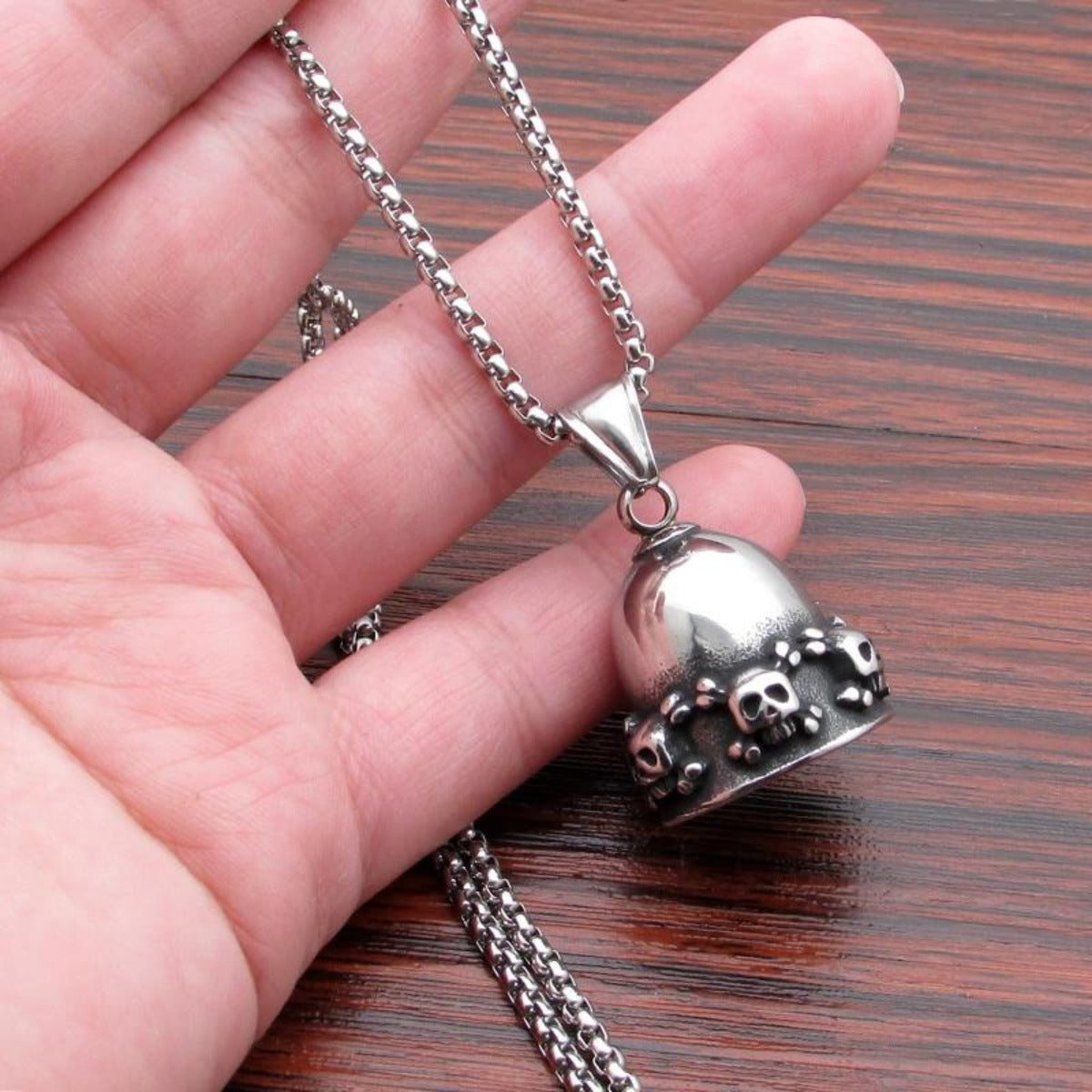 Stainless Steel Skull Gremlin Bell Pendant