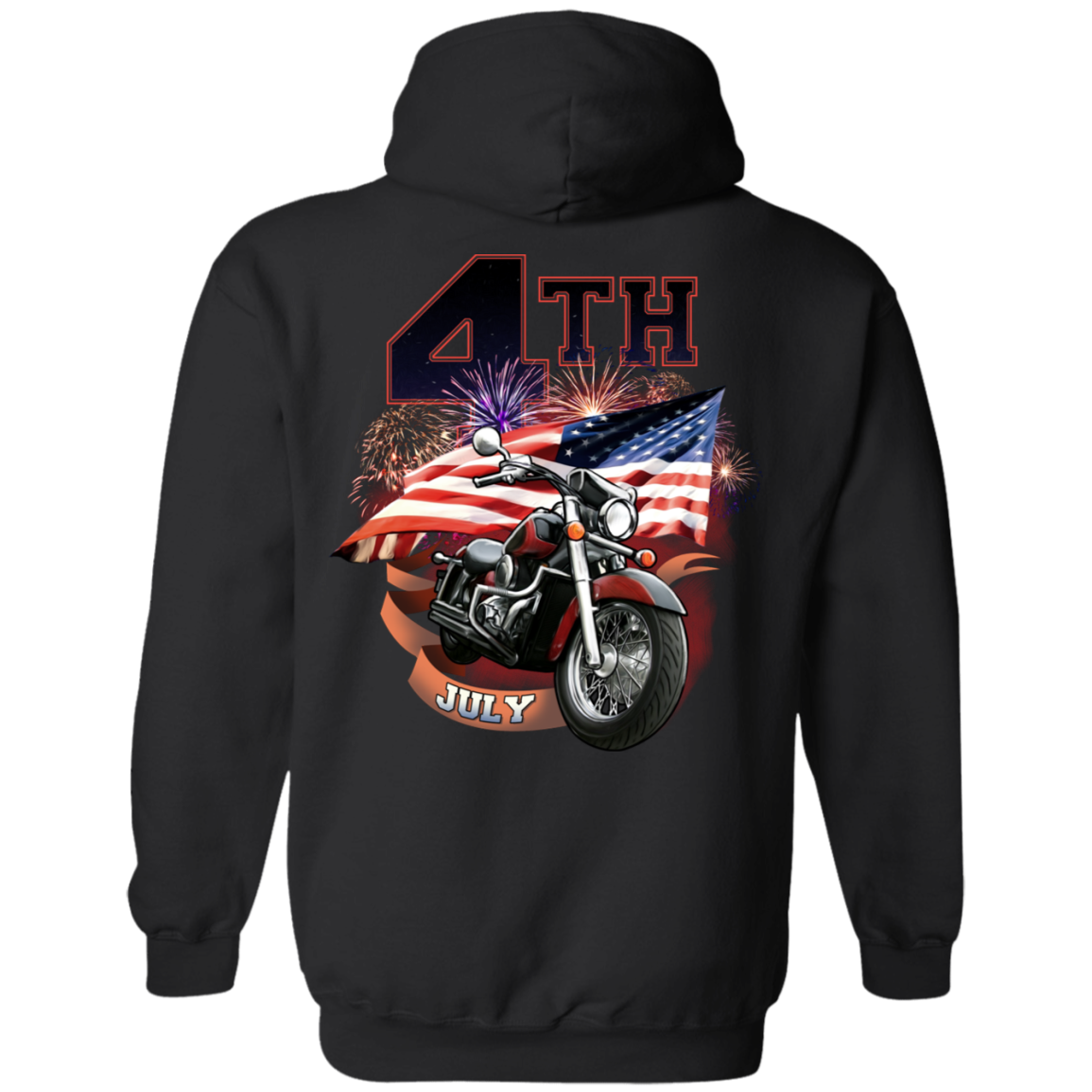 4th of July Hoodie, Cotton/Polyester, Black - American Legend Rider