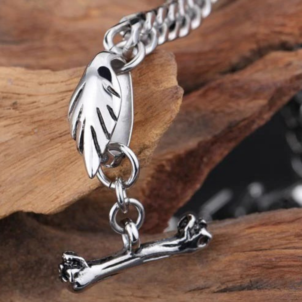Dragon Head Bracelet Stainless Steel, Size 8.6" x 0.2" - American Legend Rider