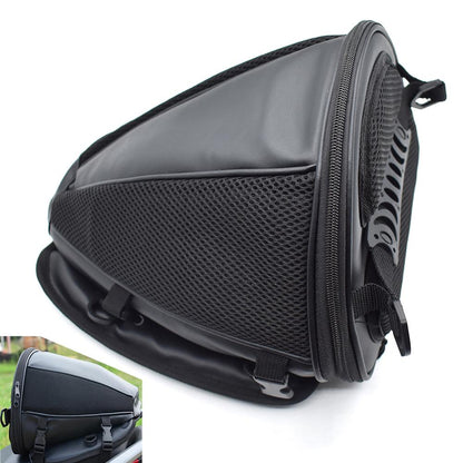 Modified Description: A Waterproof Motorcycle Back Seat Tail Bag for outdoor adventures.