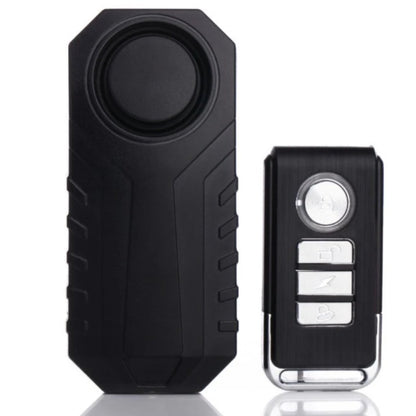 A Motorcycle Waterproof 113dB Wireless Anti-Theft Remote Alarm with two buttons equipped with theft protection.