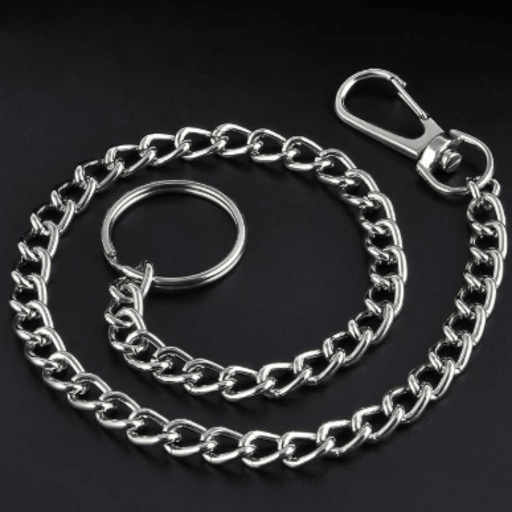 Wallet Keychain String, Stainless Steel, Unisex, 15 in, Silver Color