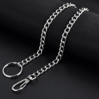 Wallet Keychain String, Stainless Steel, Unisex, 15 in, Silver Color - American Legend Rider