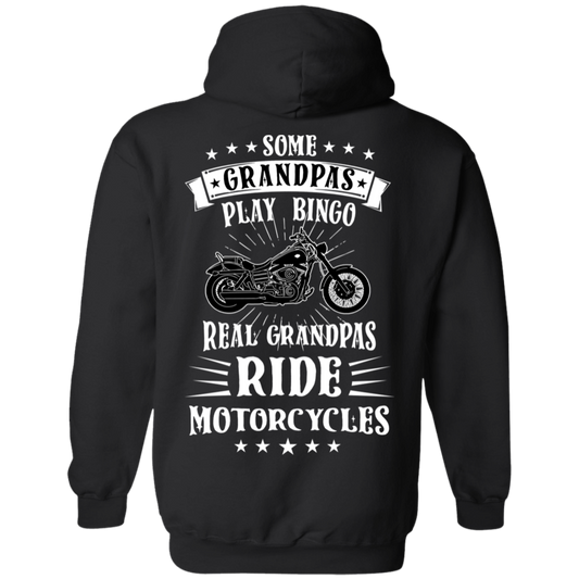 Some Grandpas Play Bingo, Real Grandpas Ride Motorcycles Hoodie, Cotton/Polyester, Black