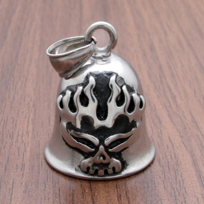 Stainless Steel Skull Rider Gremlin Bell Pendant