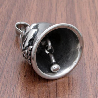 Stainless Steel Skull Rider Gremlin Bell Pendant