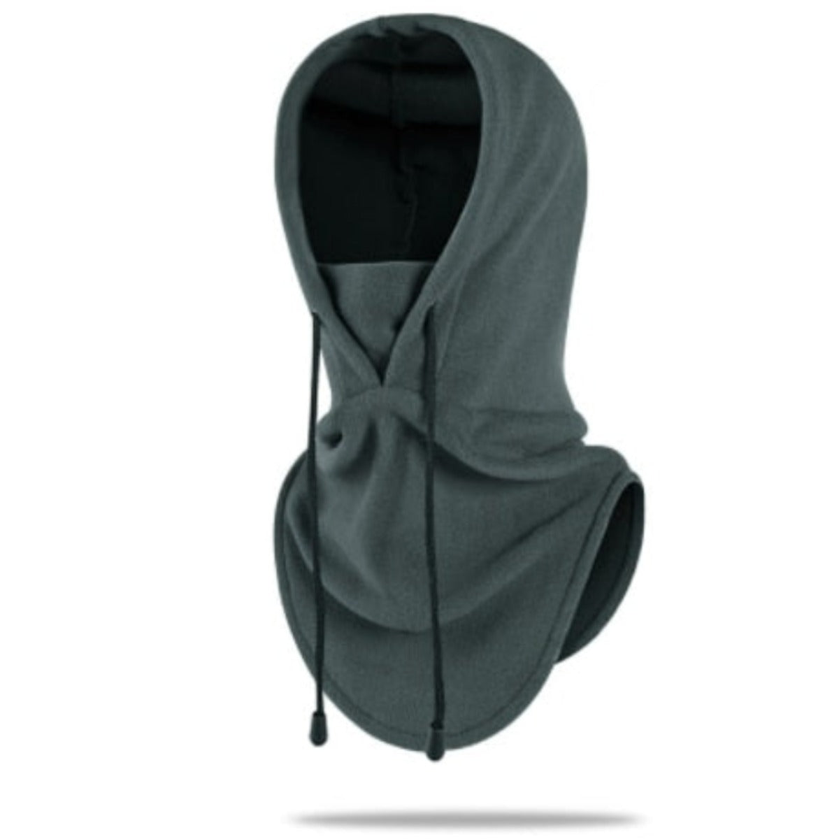 Stay warm in cold weather with this grey hooded Thermal Fleece Hoodie Face Cover - Light Gray. The black hood adds a stylish touch while the thermal fleece material keeps you cozy.