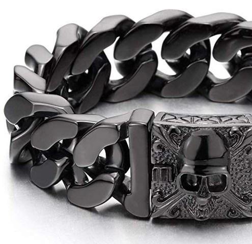 Polished Skull Bracelet For Bikers - American Legend Rider
