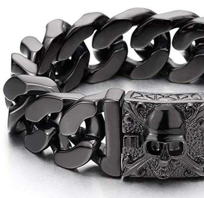 Polished Skull Bracelet For Bikers - American Legend Rider