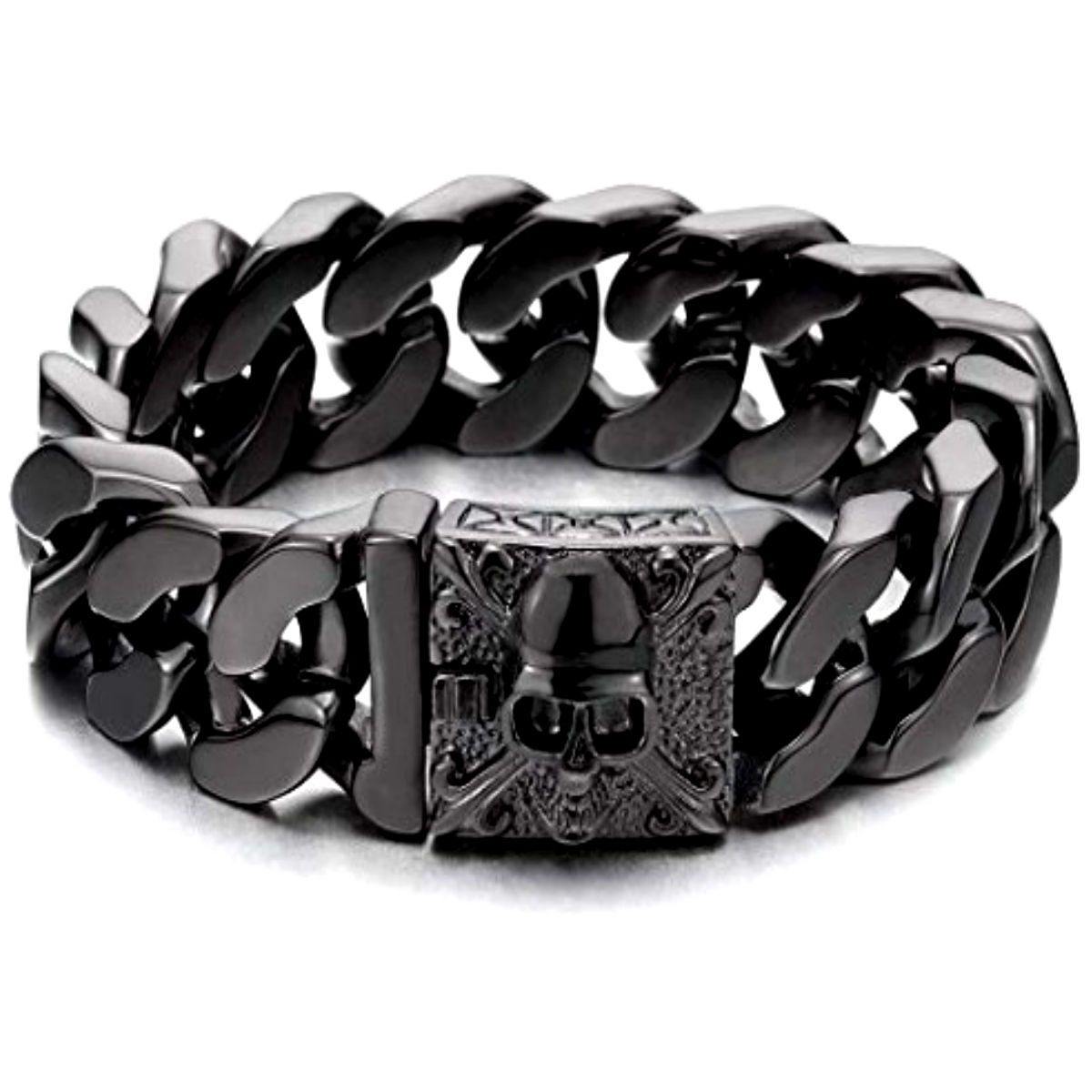 Polished Skull Bracelet For Bikers - American Legend Rider