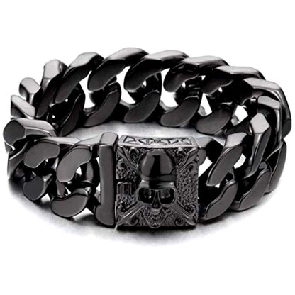 Polished Skull Bracelet For Bikers - American Legend Rider