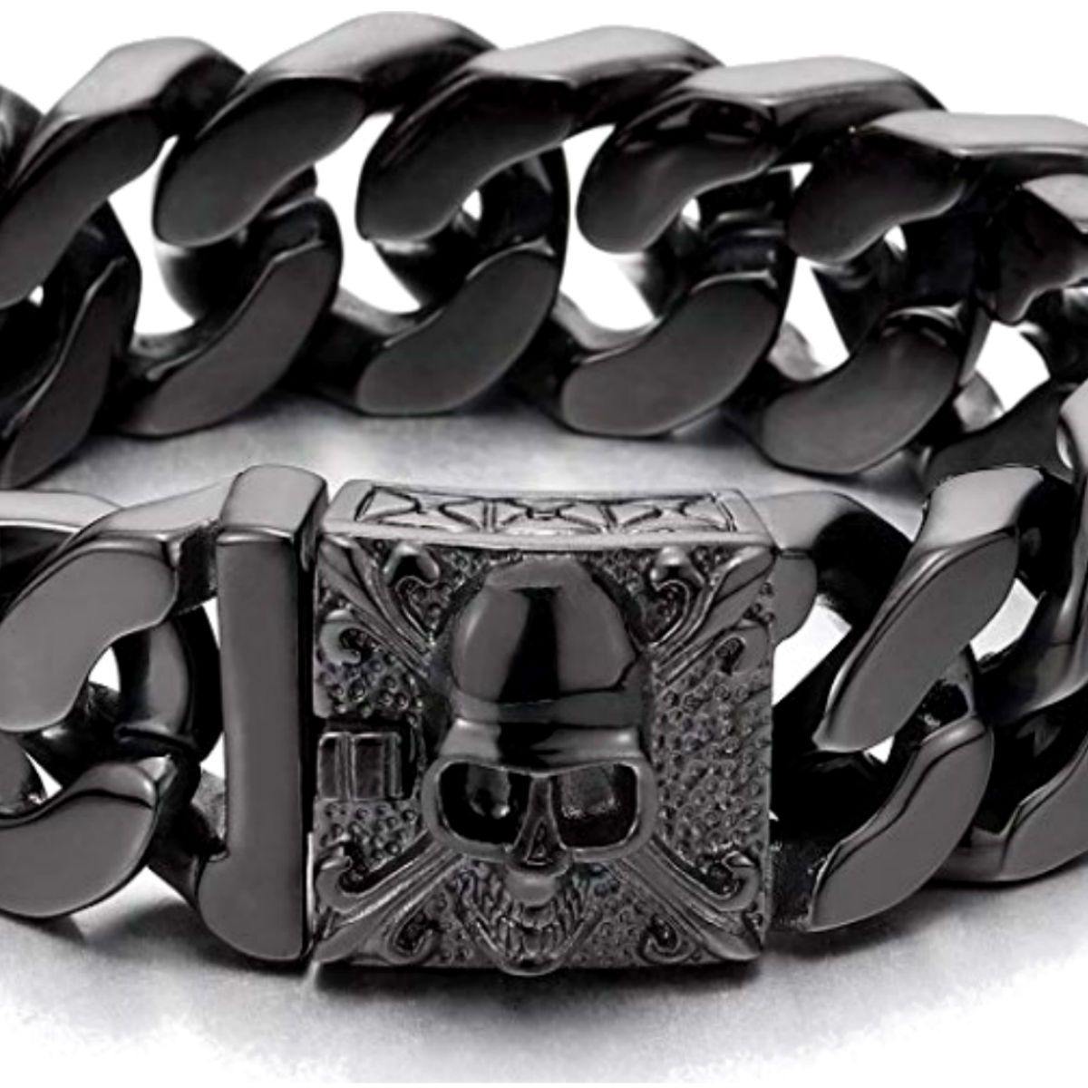 Polished Skull Bracelet For Bikers - American Legend Rider