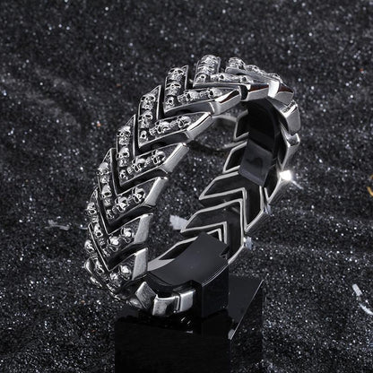 Men's Biker Punk Stainless Steel Bracelet 8.5 x 1 In.