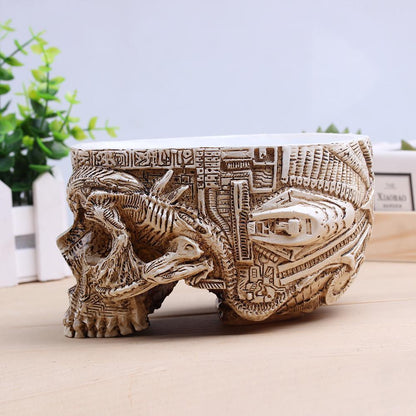 Handmade Human Skull Flower Pot, Eco-Friendly Resin, 6.3 x 4.9 x 3.8 In - American Legend Rider