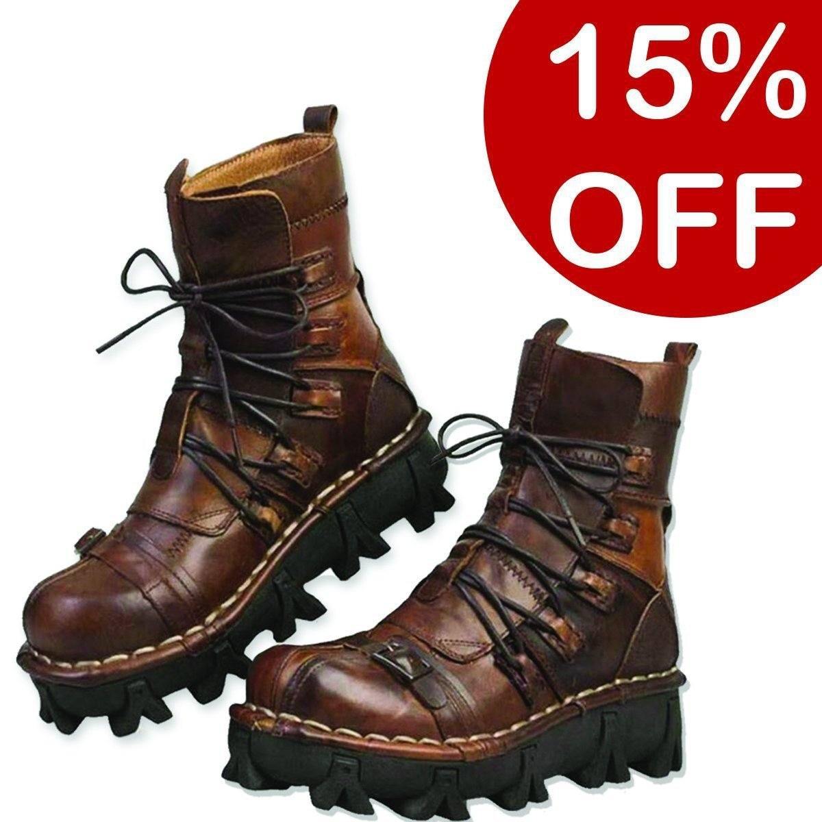 Badass Handmade Leather Boots, Size US 7-13.5, Brown, Black - American Legend Rider