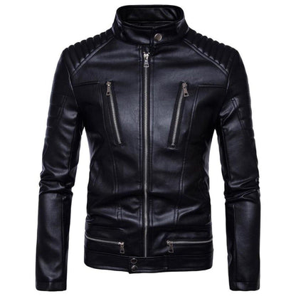 Turtleneck Motorcycle Black Faux Leather Jacket - American Legend Rider