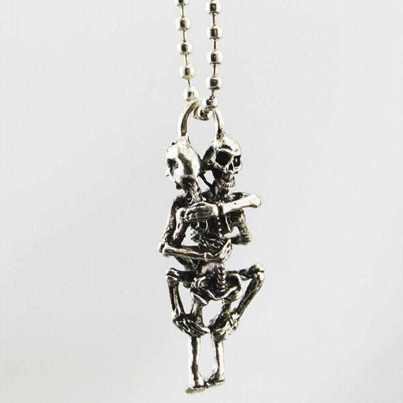 Infinity Skull Couple Necklace Hug Lover Necklace, Stainless Steel - American Legend Rider
