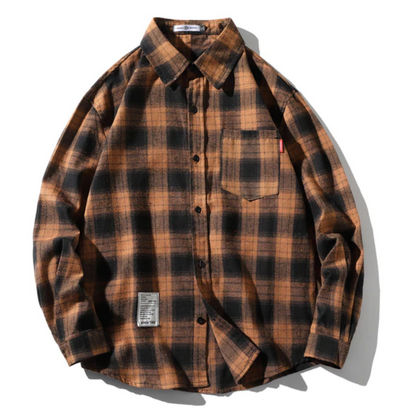 Men's Classic Plaid Flannel Shirt, Black/Yellow