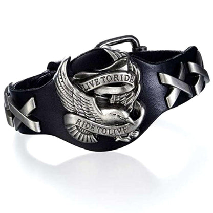Badass Live To Ride Biker Leather Bracelet - American Legend Rider