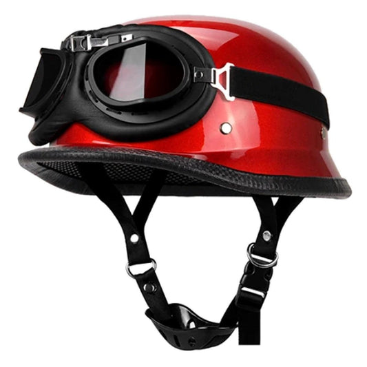 Glossy Red German Motorcycle Helmet - American Legend Rider